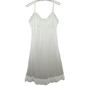 Underscore Vintage White Satin Lace Slip Dress 80s Lingerie Nymphette Nightwear